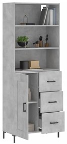 Credenza grigio cemento 69,5x34x180 cm in legno multistrato