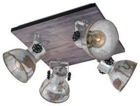 Spot Rustico Country Barnstaple Legno Marronemarrone Patinato 4 Luci E27 40W