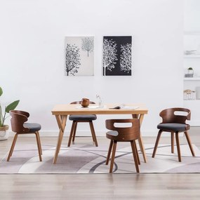 Sedie Da Pranzo 4 Pz Legno Curvato E Tessuto Grigio /