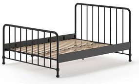 Letto singolo nero in metallo con rete 160x200 cm BRONXX - Vipack
