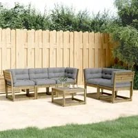 Set Divani da Giardino 5pz con Cuscini Legno Impregnato di Pino 3217004