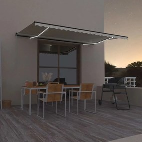 Tenda Da Sole Retrattile Manuale Con Led 500x300cm Crema /
