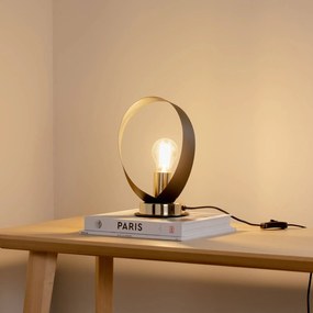 Euluna lampada da tavolo Petla, nero/oro, metallo, Ø 19 cm