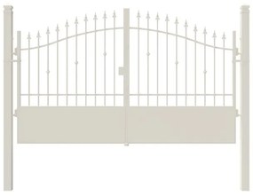 Cancello manuale con serratura elettrica Civetta in ferro, apertura centrale, L 308.5, H 150-180 cm, di colore bianco