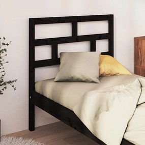 Testiera Per Letto Nera 96x4x100 Cm İn Legno Massello Di Pino /