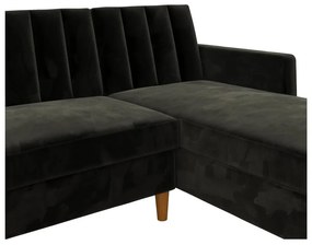 Divano letto variabile nero con superficie in velluto e vano portaoggetti Celine - Støraa