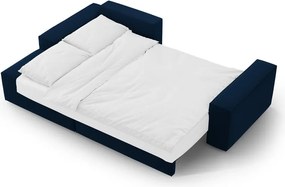 Divano angolare blu scuro allungabile/con contenitore (con penisola a sinistra/con chaise lounge) con rivestimento in velluto Jodie – Micadoni