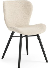 ALTEA Crema (tessuto Monza 90) / gambe nere – MODERNA SEDIA IMBOTTITA IN BOUCLÉ PER SOGGIORNO, SALA DA PRANZO E CUCINA