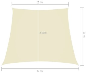 Parasole a Vela in Tela Oxford a Trapezio 2/4x3 m Crema