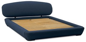 Letto matrimoniale imbottito blu scuro con doghe in legno 180x200 cm Odette - Scandic