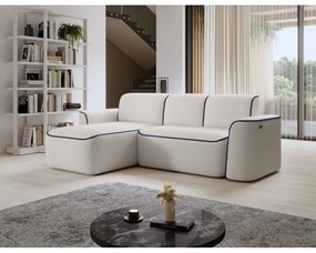 Divano angolare blu/color crema (con penisola a sinistra/con chaise lounge) e rivestimento in bouclé Ume – ELTAP