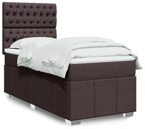 Giroletto A Molle Con Materasso Marrone Scuro 80x200 Cm Tessuto /