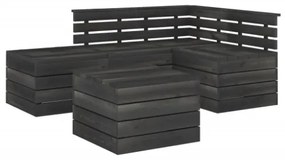 Set Divani da Giardino su Pallet 5 pz Legno Pino Grigio Scuro