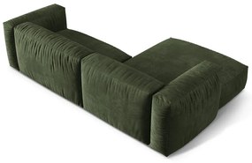 Divano angolare componibile verde (con penisola a sinistra/con chaise lounge) con rivestimento in velluto Martina – Micadoni
