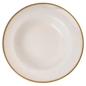 Servizio di piatti 18 pezzi, beige con dettagli dorati, in porcellana