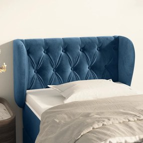Testiera Ad Orecchio Blu Scuro 83x23x78/88 Cm İn Velluto /