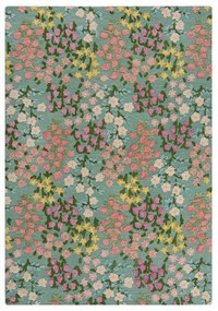 Tappeto color menta in lana tessuto a mano 200x290 cm Emilia Floral – Flair Rugs