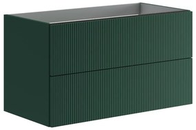 Mobile da bagno sotto lavabo Opera verde laccato opaco L 89.5 x H 50 x P 45.5 cm 2 cassetti, lavabo non incluso