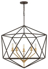 Lampadario Industrial Nordico Astrid Metallo Bronzo Opaco 5 Luci E14