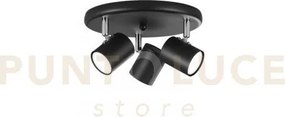 Spot zero nero 3 luci attacco gu10 23,5x12cm in metallo orientabile