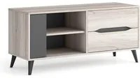 Mobile TV 113x40x52cm per soggiorno con 2 cassetti e 1 porta soggiorno colore Rovere e Grigio Modello KAI