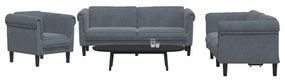 Set Di Divani 3 Pz Grigio Scuro İn Velluto /