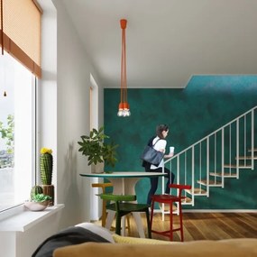 Lampadario su filo DIEGO 3xE27/60W/230V arancione