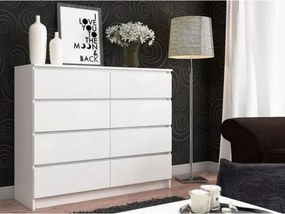 Cassettiera Credenza 120x40x100 Cm 8 Cassetti Artika Bianco Opaco