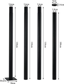 Brilagi - Asta metallica per palo d'illuminazione esterna 4 m, Ø 58 mm, nera