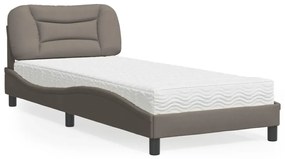 Letto con materasso tortora 90x200 cm in tessuto