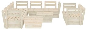 Set Divani da Giardino su Pallet 10 pz in Legno Abete Impregnato