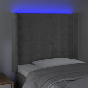 Testiera a led grigio chiaro 93x16x118/128 cm in velluto