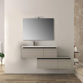 Mobile da bagno 140 cm sospeso moderno rovere sbiancato Slide