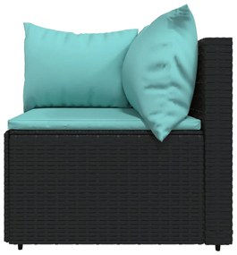 Set divani da giardino 4 pz con cuscini nero in polyrattan