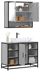 Set Mobili Da Bagno 2 Pz Grigio Sonoma İn Legno Multistrato /