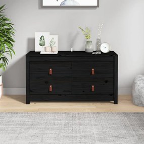 Armadietto Nero 100x40x54 Cm İn Legno Massello Di Pino /
