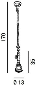 Sospensione in metallo verniciato bronzato con corda (1,50cm)