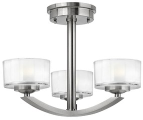 Lampadario Contemporaneo Meridian Acciaio Nichel Spazzolato Vetro 3 G9 3 Led