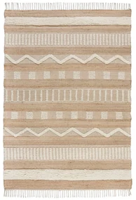 Tappeto bianco/di colore naturale in misto iuta tessuto a mano 160x230 cm Medina – Flair Rugs
