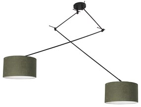 Lampada a sospensione intelligente nera con paralume 35 cm verde incl. 2 WiFi A60 - Blitz