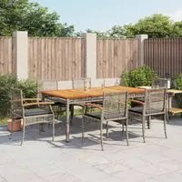 Set da Pranzo da Giardino 7 pz con Cuscini in Polyrattan Grigio 3213573