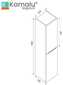 Kamalu - Colonna bagno 166 cm a due ante in rovere naturale | LAC-EFESTO-80