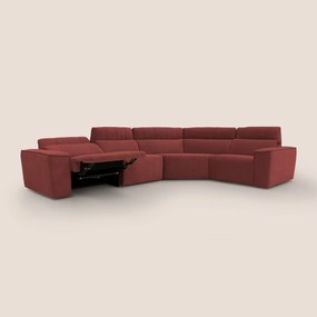 Clark Divano modulare angolare REVERSIBILE con opzione relax elettrico in tessuto smacchiabile impermeabile T17 rosso