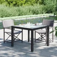 Tavolo Giardino 90x90x75 cm Vetro Temperato e Polyrattan Nero 316698