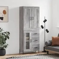 Credenza Grigio Sonoma 69,5x34x180 cm in Legno Multistrato 3199951