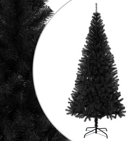 Albero di Natale Artificiale Sottile con Base Nero in PVC, 210 cm / Artificiale