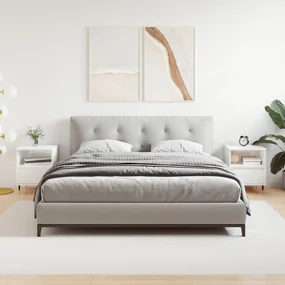 Comodini 2pz Bianco Lucido 40x35x50 Cm İn Legno Multistrato /