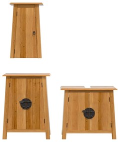 Set mobili da bagno 3 pz in legno massello di pino