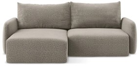 Divano angolare beige allungabile/con contenitore (con penisola a sinistra) Kalena – Makamii