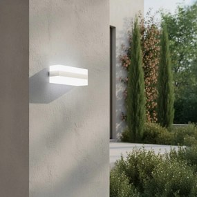 Applique 2xE27 a Luce Diffusa IP65 con fascia Bianca Inox - Serie Glow